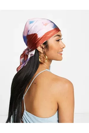 ASOS Polysatin medium headscarf in smudged floral print in
