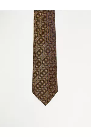 ASOS Retro wide tie in gold and navy geo floral