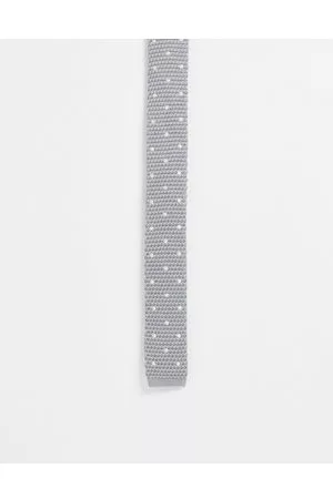 Gianni Feraud Knitted spot tie in silver and cream
