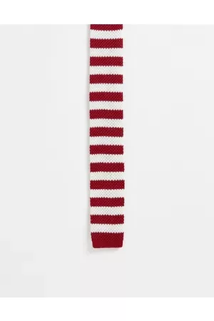 Gianni Feraud Knitted stripe tie in burgandy and cream