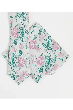 ASOS Slim tie and pocket square in pink and green floral