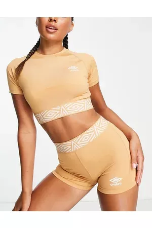 Umbro Co-ord jacquard waist cropped t-shirt in stone