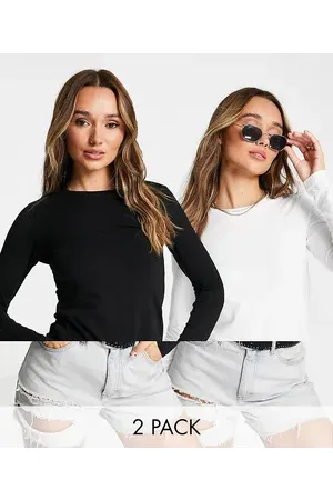 ASOS Ultimate slim fit t-shirt with long sleeves in cotton 2 pack SAVE