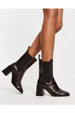  Other Stories Leather Heeled Platform Knee High Boots in Black
