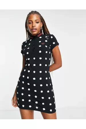 Fred Perry Women Casual Dresses - X Amy Winehouse mini pique dress in spot print