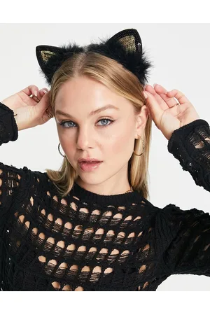 Pieces Women Headbands - Exclusive halloween fluffy cat ears headband in & gold
