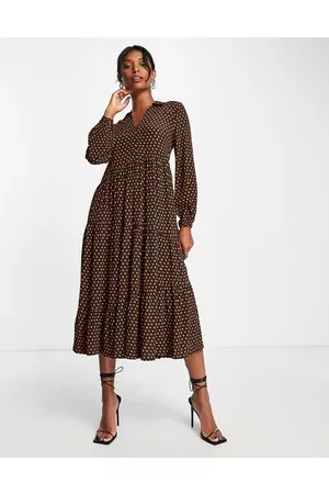 Whistles Tiered maxi shirt dress in and red spot print