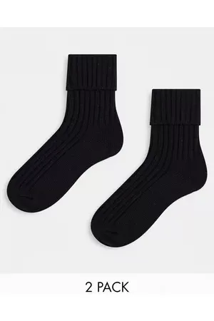 ASOS Women Stockings - 2 pack calf length wool mix lounge socks in