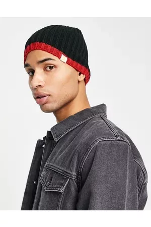 Farah Men Beanies - Logo ribbed knit beanie hat in
