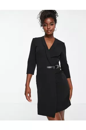 Morgan Women Blazer Dresses - Wrap front blazer dress with buckle detail in