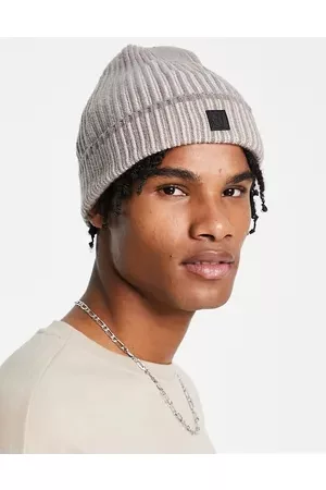River Island Men Beanies - Ribbed beanie in beige