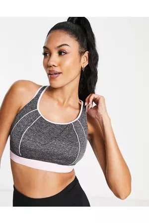 Pour Moi Fuller Bust Energy Spirit scoop neck underwired sports bra in marl and pink