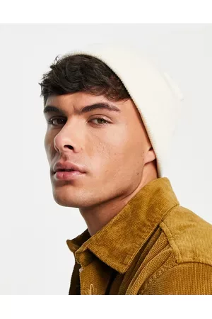 JACK & JONES Oversized beanie with badge logo in ecru