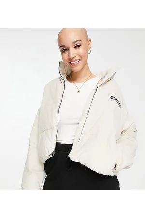 Quiksilver Cord cropped puffer jacket in beige Exclusive at ASOS