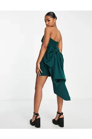 Forever New Strapless trailing bow mini dress in emerald