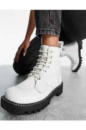 Kickers Kizzie leather lace up high ankle boots in