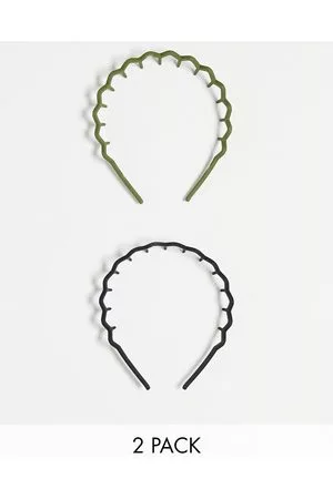 ASOS Pack of 2 hair comb headband in black and green