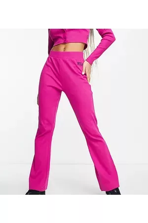 Fila Ribbed flares with logo in pink