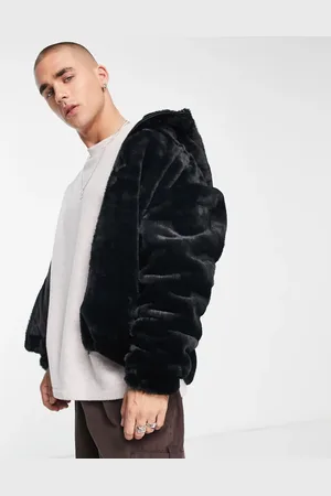 Bershka Faux fur hooded jacket in
