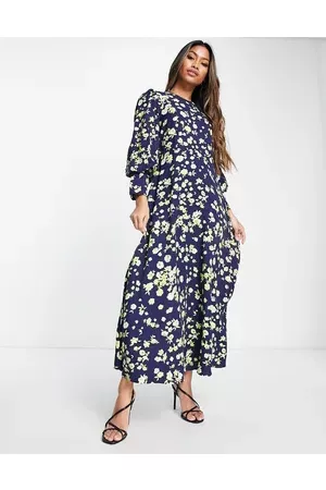 SELECTED Femme floral volume sleeve maxi dress in