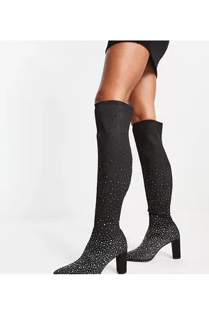 Dune Dune London Wide Fit pointed toe heeled knee boot in