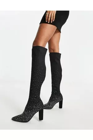 Dune London pointed toe heeled knee boot in