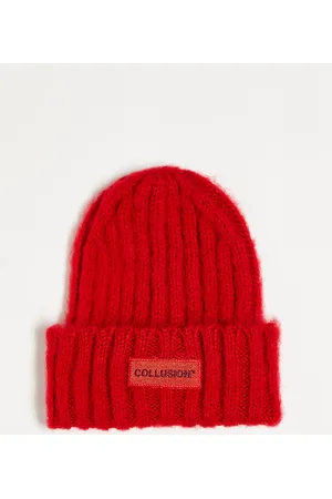 COLLUSION Beanies - Fluffy yarn beanie with toal logo in