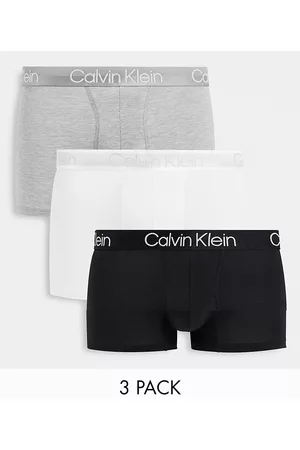 Calvin Klein Modern Structure 3 pack trunks in black/white/grey