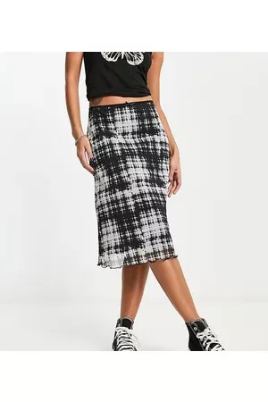 Reclaimed 90s midi skirt in mono check print