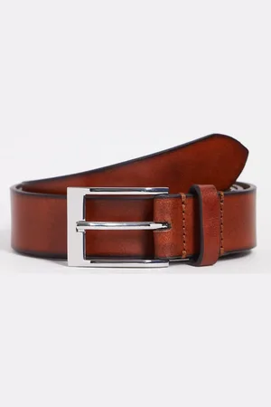 ASOS Smart leather belt with burnished edge in