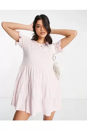 Missguided Frill sleeve smock dress in