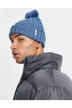 Farah Logo cable knit bobble beanie hat in