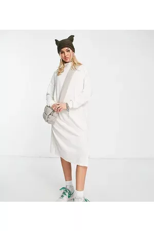 Noisy May Women Casual Dresses - Exclusive high neck midi jumper dress with side slit in cream