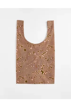 Baggu Nylon shopper tote bag in salmon swirl print