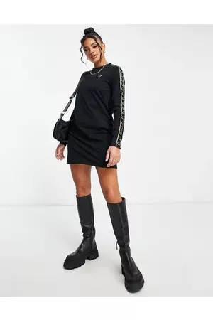 Fred Perry Taped long sleeve t-shirt dress in