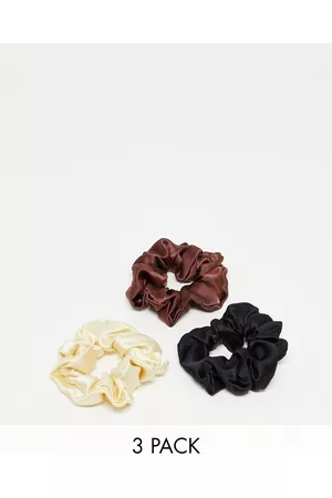 ASOS Pack of 3 polysatin scrunchies in neutrals