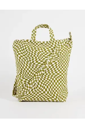 Baggu Duck bag in trippy moss checker print