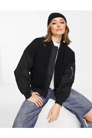Urban classics Women Bomber Jackets - Oversized sherpa mixed bomber jacket in