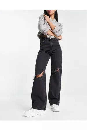 Dr Denim Echo straight leg jeans with rip in