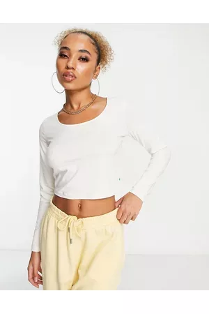 Urban classics Cropped long sleeve scoop neck t-shirt in