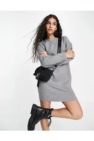 Pimkie Women Casual Dresses - Long sleeve knitted mini dress in charcoal