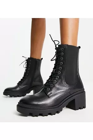 Dune Dune London Wide Fit cleated lace up heeled boot in