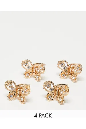 ASOS Women Hair Accessories - Pack of 4 butterfly shape clips with diamante detail in tone