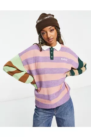 Kickers Relaxed knitted rugby jumper in mix stripe