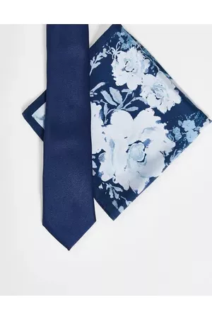 ASOS Men Pocket Squares - Slim tie and pocket square with floral design in