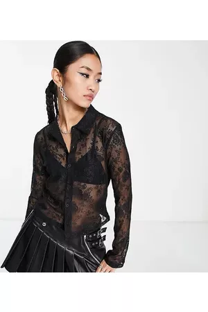 COLLUSION Unisex long sleeve lace shirt in