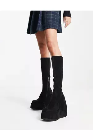 Shellys Shelly's London wedge knee boots in stretch