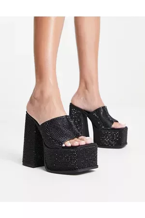 Shellys Sagittarius platform heeled sandals in shimmer