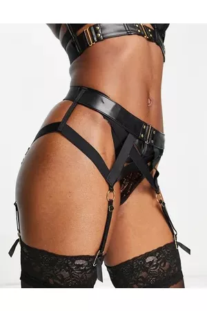 Hunkemöller Occult PU and lace suspender belt with hardware detail in