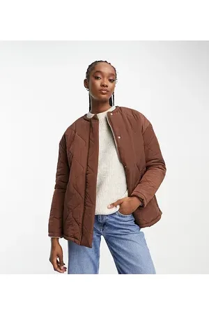 Lola May Oversized quilted jacket in chocolate
